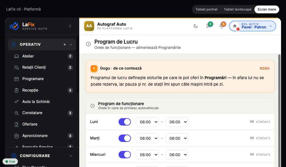 Program de lucru